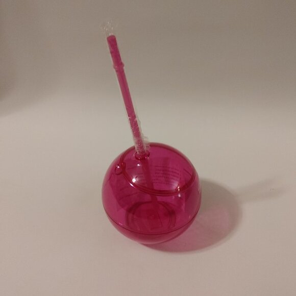 CUTE SONY Music Round Pink Sipper Water Bottle Travel Mug w/Straw BNIP - Picture 5 of 7